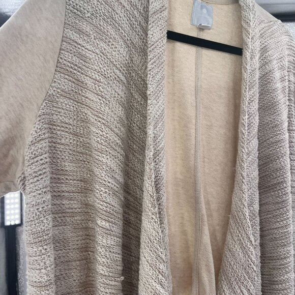 Sunday for Anthropologie Open Front Cardigan BGE SLVR Thread Blend Shimmer W 2X - Picture 2 of 10